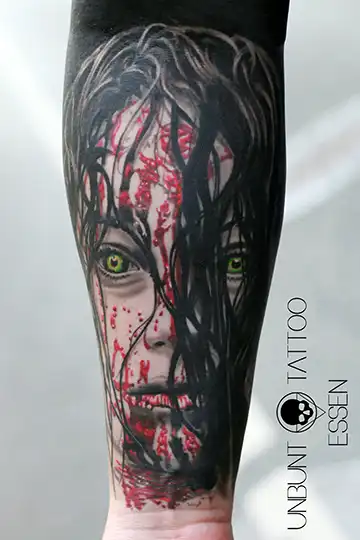 evil dead tattoo portrait realistisch