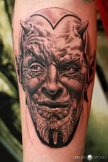 teufel tattoo portrait, realistisch