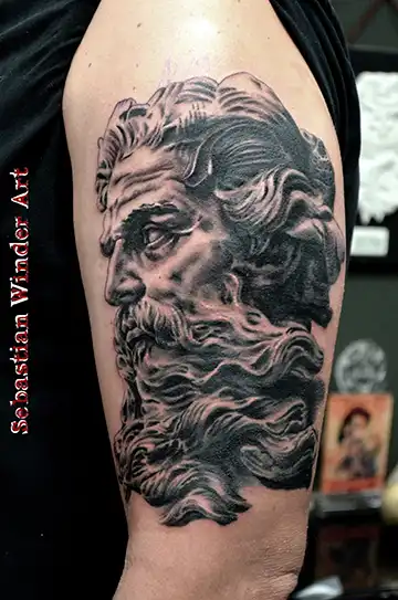 Poseidon tattoo, zeuss tattoo arm oberarm mann